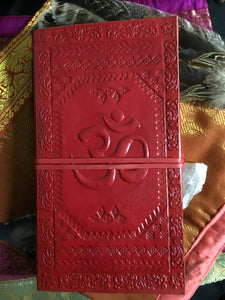 Leather Red Om Journal Medium Size