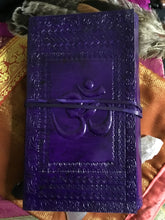 Load image into Gallery viewer, Deep purple leather journal, bounded pages with a leather cord.